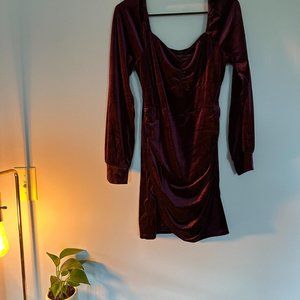 Off the shoulder purple velvet dress